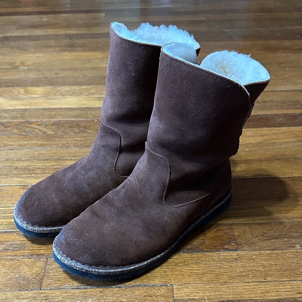 Birkenstock Uppsala Shearling Brown Suede Boots, Sz 40 (US 9-9.5)